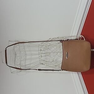 Michael Kors Crossbody Bag Tan Leather with Gold Metal Accents